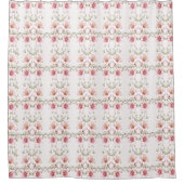 Elegant Pink White Floral Shower Curtain Douchegordijn (Voorkant)