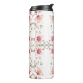 Elegant Pink White Floral Thermal Tumbler Thermosbeker (Gedraaid links)