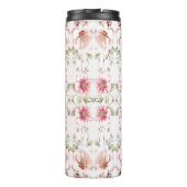 Elegant Pink White Floral Thermal Tumbler Thermosbeker (Achterkant)