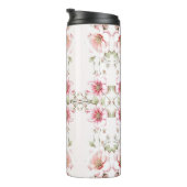 Elegant Pink White Floral Thermal Tumbler Thermosbeker (Geroteerd rechts)