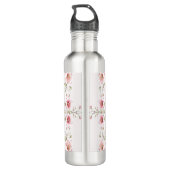Elegant Pink White Floral Water Bottle Waterfles (Achterkant)