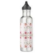 Elegant Pink White Floral Water Bottle Waterfles (Rechts)
