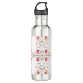 Elegant Pink White Floral Water Bottle Waterfles