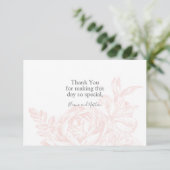 Elegant Pink White Floral Wedding Bedankkaart (Staand voorkant)