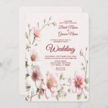 Elegant Pink White Floral Wedding Invitation
