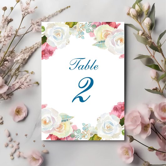 Elegant Pink White Floral Wedding Kaart