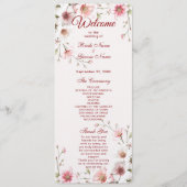 Elegant Pink White Floral Wedding Program Programmakaart (Voorkant)