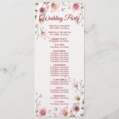 Elegant Pink White Floral Wedding Program Programmakaart (Achterkant)