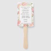 Elegant Pink White Floral Wedding Programme Handwaaier (Achterkant)