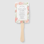 Elegant Pink White Floral Wedding Programme Handwaaier (Voorkant)