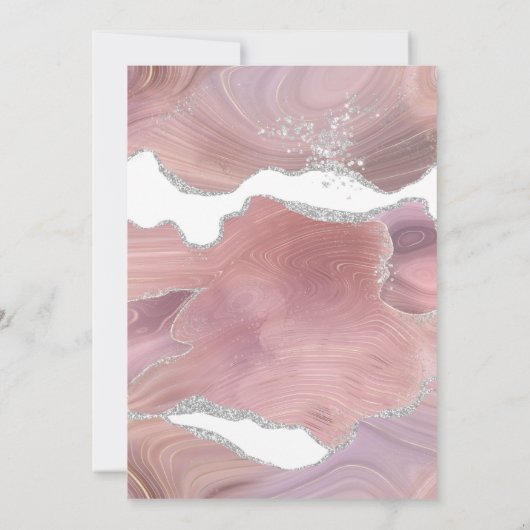 ELEGANT PINK WHITE GOLD MARBLE CUSTOM INVITATION KAART (Achterkant)