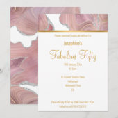 ELEGANT PINK WHITE GOLD MARBLE CUSTOM INVITATION KAART (Voorkant / Achterkant)