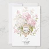 Elegant Pink & White Hydrangeas Gold Wedding Kaart (Voorkant)
