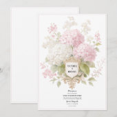 Elegant Pink & White Hydrangeas Gold Wedding Kaart (Voorkant / Achterkant)