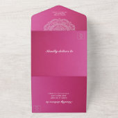 Elegant Pink White Indian Wedding (geen Env nodig) All In One Uitnodiging (Buitenkant)