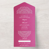 Elegant Pink White Indian Wedding (geen Env nodig) All In One Uitnodiging (Binnen)