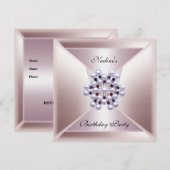 Elegant Pink White Jewel Birthday Kaart (Voorkant / Achterkant)