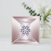 Elegant Pink White Jewel Birthday Kaart (Staand voorkant)