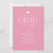 Elegant Pink & White Joint Graduation Party Photo Kaart (Achterkant)