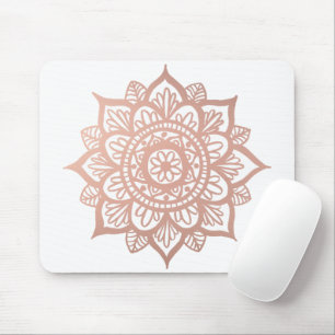 Elegant Pink White Mandala Flower Muismat
