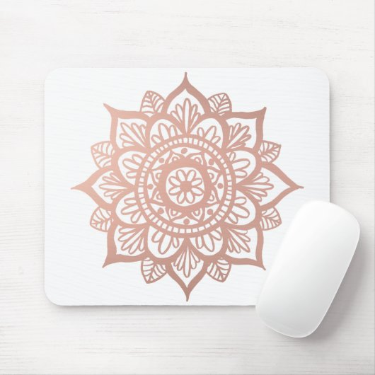 Elegant Pink White Mandala Flower Muismat (Met muis)