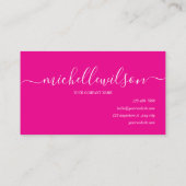 Elegant Pink White Monogram Initial Script Name  Visitekaartje (Achterkant)