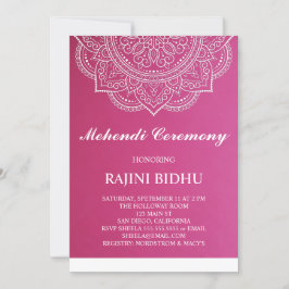 Elegant Pink White Paisley Indian Mehndi Ceremony