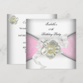 Elegant Pink White Pearl Birthday Party Kaart (Voorkant / Achterkant)