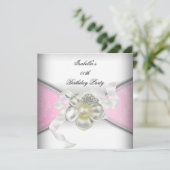 Elegant Pink White Pearl Birthday Party Kaart (Staand voorkant)