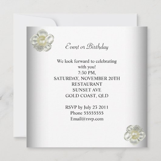 Elegant Pink White Pearl Birthday Party Kaart (Achterkant)