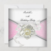 Elegant Pink White Pearl Birthday Party Kaart (Voorkant)