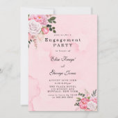Elegant Pink White Peonies Engagement Party Kaart (Voorkant)