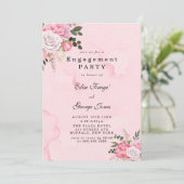 Elegant Pink White Peonies Engagement Party Kaart (Staand voorkant)