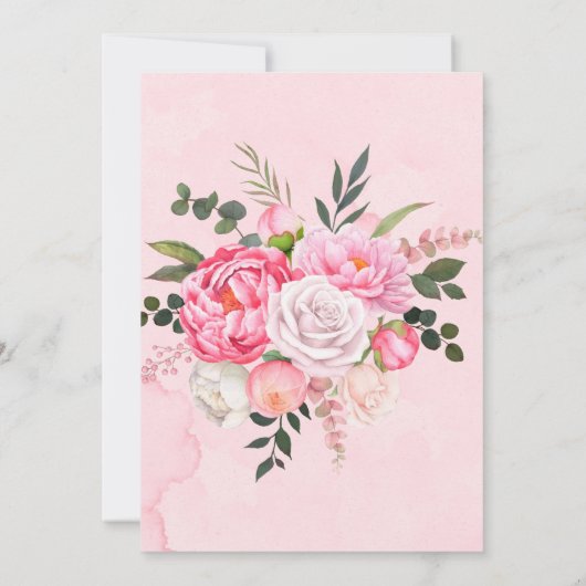 Elegant Pink White Peonies Engagement Party Kaart (Achterkant)