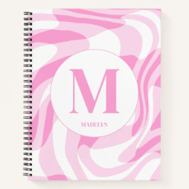 Elegant pink white personalized name notitieboek
