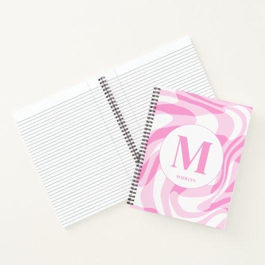 Elegant pink white personalized name notitieboek (Binnen)