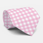 Elegant Pink &white plaid wedding Groom Gift   Stropdas (Opgerold)