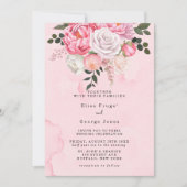 Elegant Pink White Waterverf Florals Wedding Kaart (Voorkant)