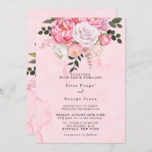 Elegant Pink White Waterverf Florals Wedding