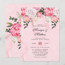 Elegant Pink White Waterverf Peonies Wedding