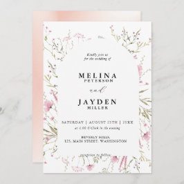 Elegant Pink Wild Floral Arch Wedding Kaart