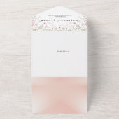 Elegant Pink Wild Floral Wedding All In One Uitnodiging (Buitenkant)