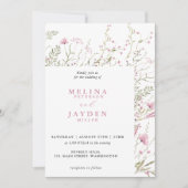 Elegant Pink Wild Floral Wedding Kaart (Voorkant)