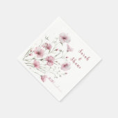 Elegant Pink Wildflower Botanical Wedding Servet (Hoek)