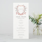 Elegant Pink Wildflower Crest Wedding Programme Kaart (Staand voorkant)