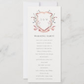 Elegant Pink Wildflower Crest Wedding Programme Kaart (Achterkant)