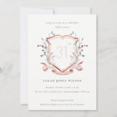 Elegant Pink Wildflower Monogram Crest Birthday Kaart (Voorkant)