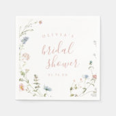 Elegant Pink Wildflower Rustic Boho Bridal Shower  Servet (Voorkant)