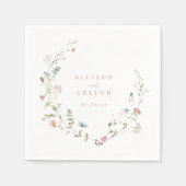 Elegant Pink Wildflower Rustic Boho Wedding Servet (Voorkant)