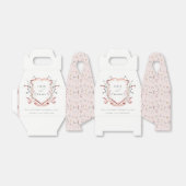 Elegant Pink Wildflower Waterverf Crest Wedding Bedankdoosjes (Uitgevouwen)